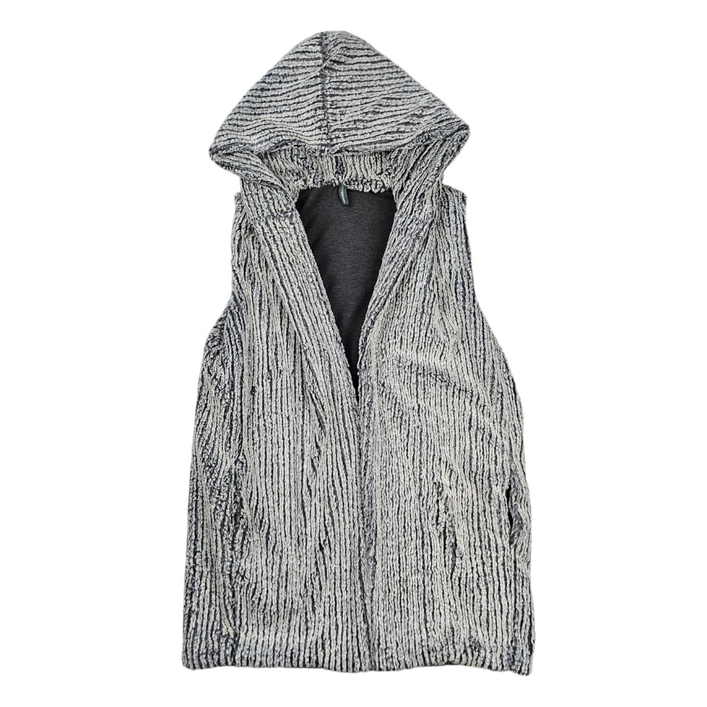 Shannon Passero Lola Faux Fur Hooded Vest Jacket Womens L Gray Preppy Boho‎ Soft
